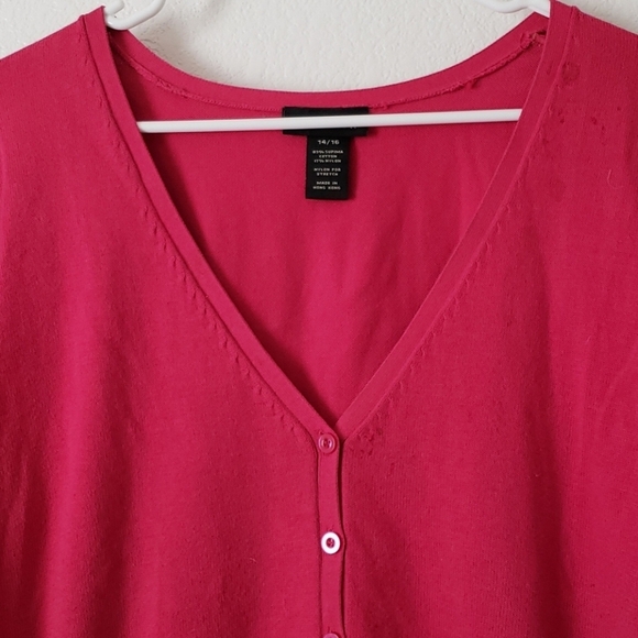 Lane Bryant Cardigan in Raspberry 3/4 Sleeve Size 14 - Picture 5 of 7